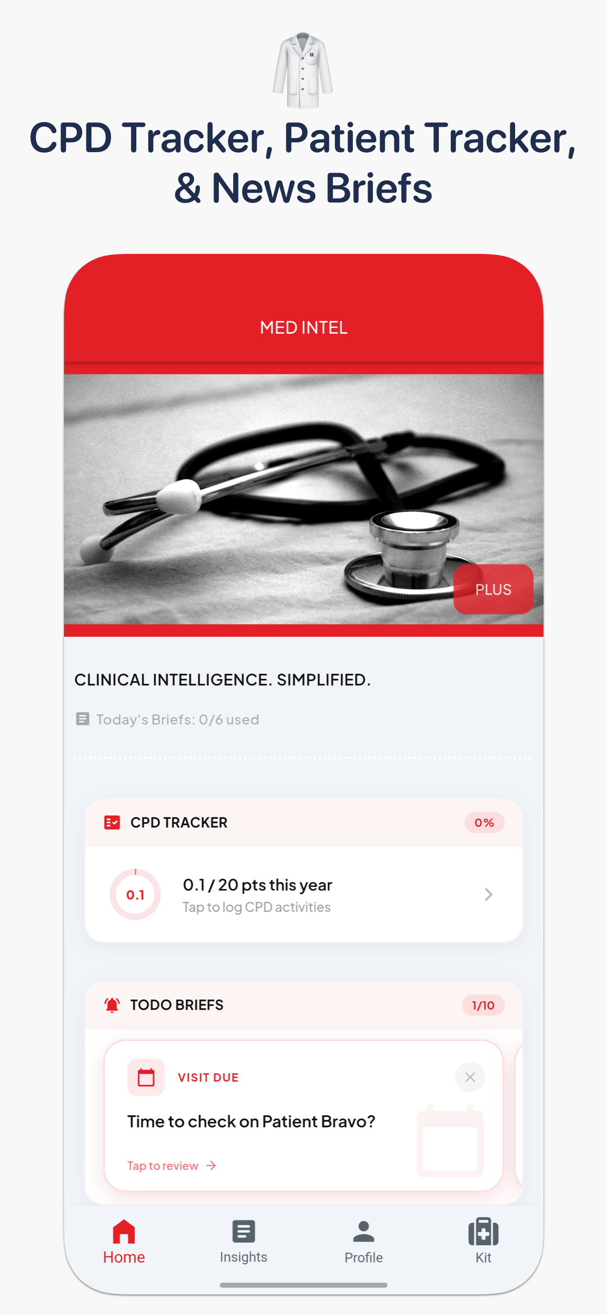 MedIntel Home — CPD Tracker, Todo Briefs, Patient Tracker