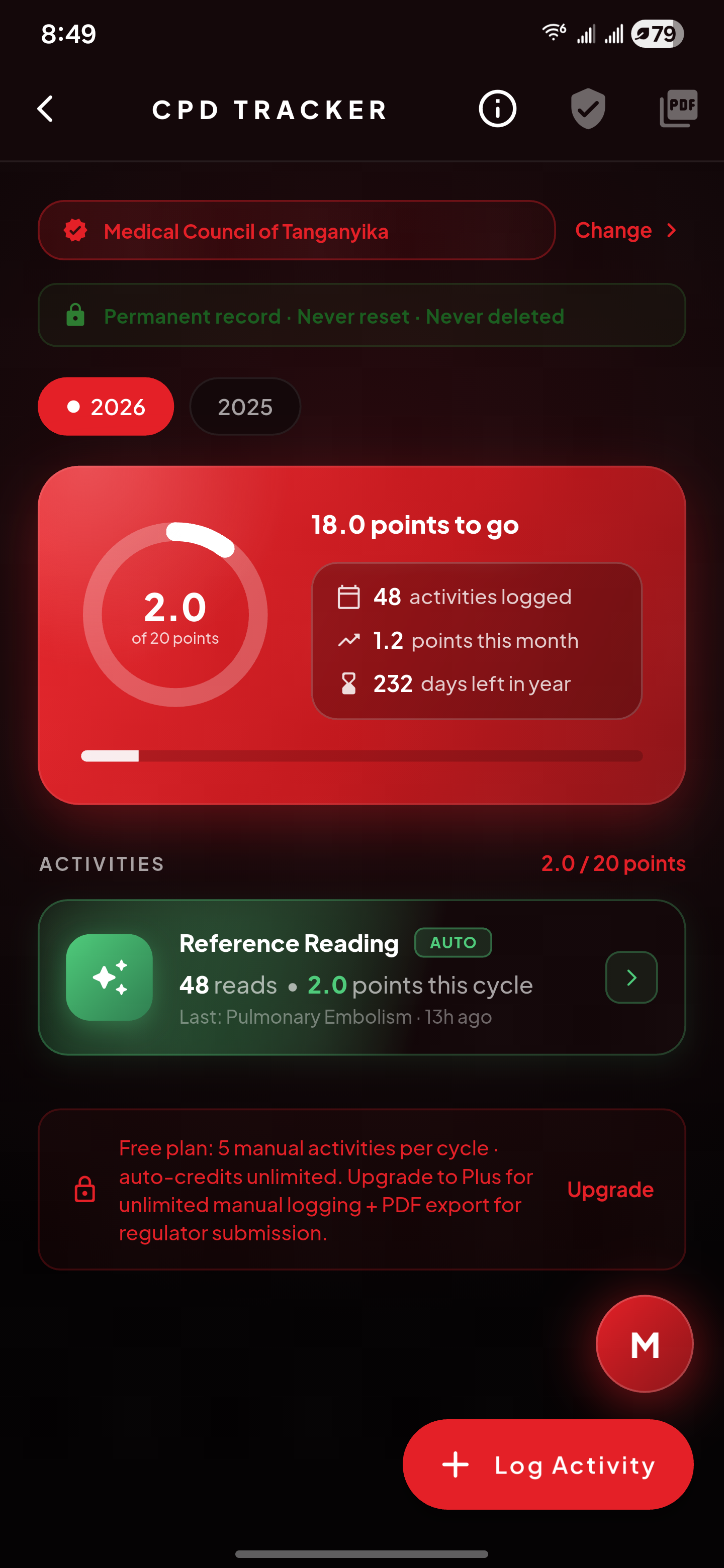 CPD Tracker — auto-logged self-study